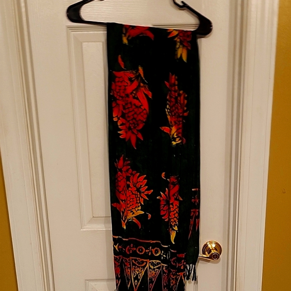 Black and Red Floral Scarf